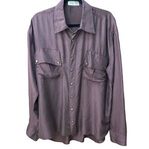 Faith Connexion Gray Silk Snap Blouse Large